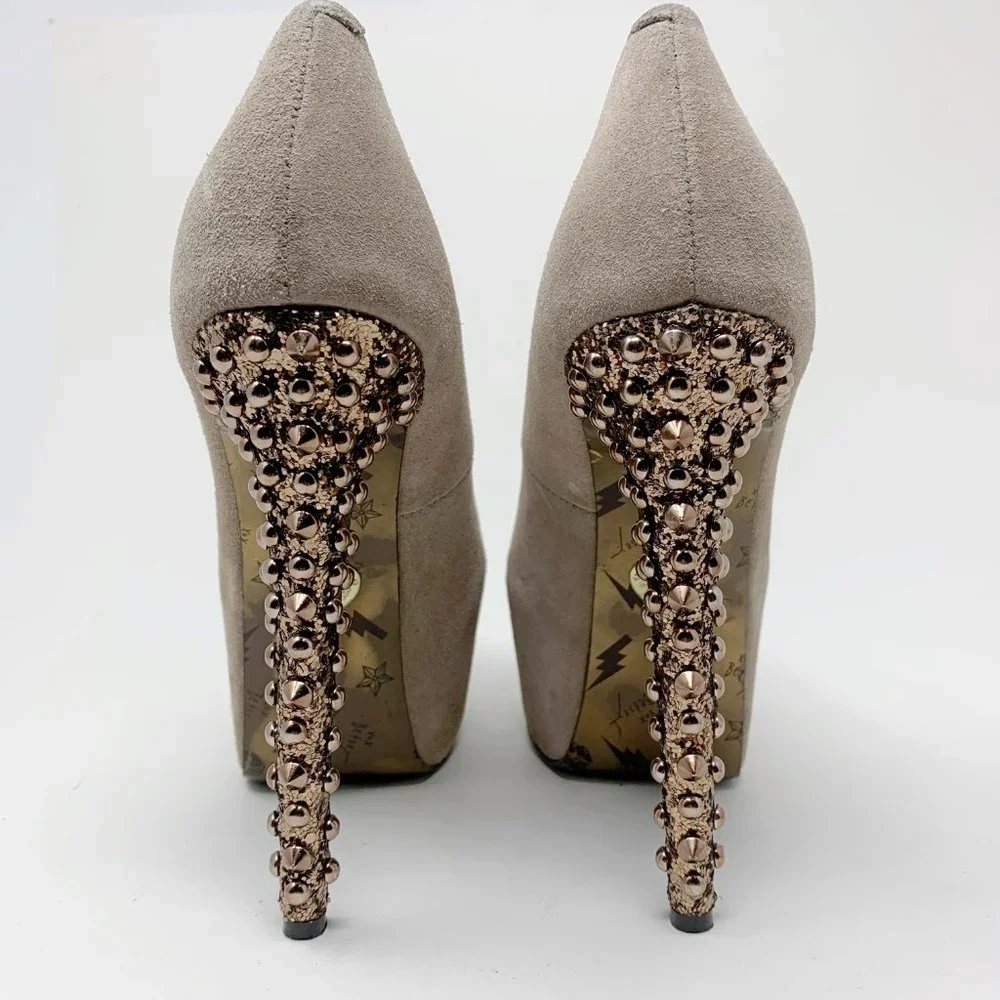 Betsey Johnson Belll Taupe Suede Mary Janes - Picture 2 of 10